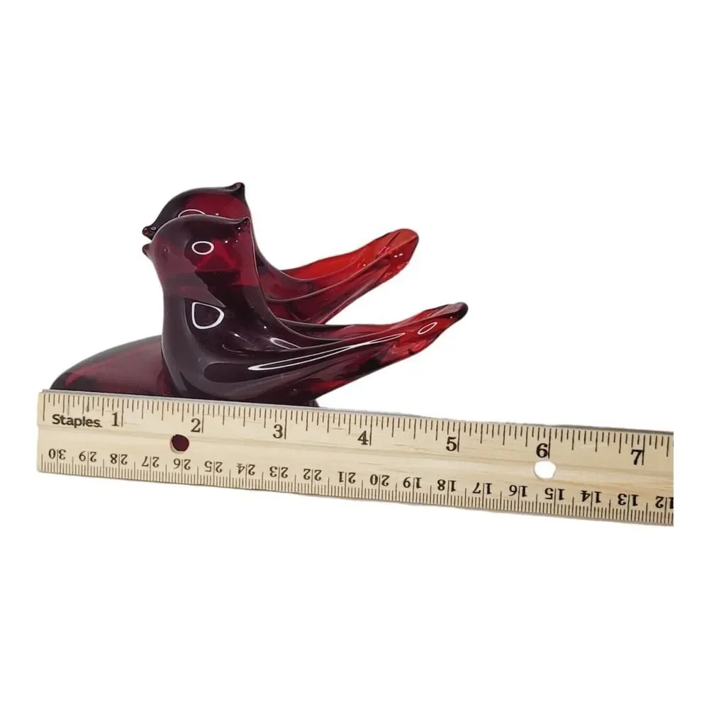 Vintage Double Cardinal of Love Art Glass Bird W Ward Signed 1993 Paperweight - Picture 10 of 14